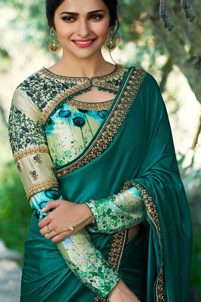 Designer blouse with a simple saree
